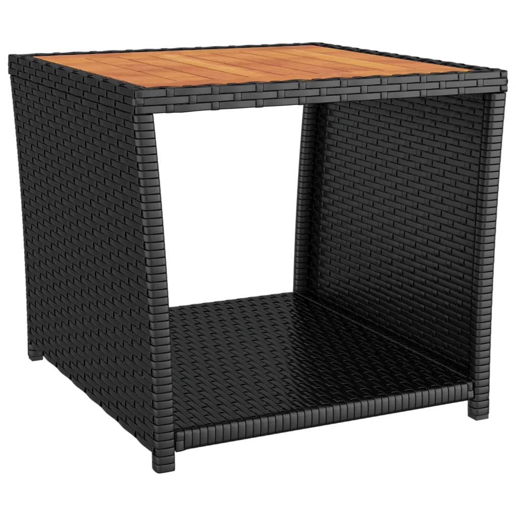 Salontafel 45x45x40 cm poly rattan en glas