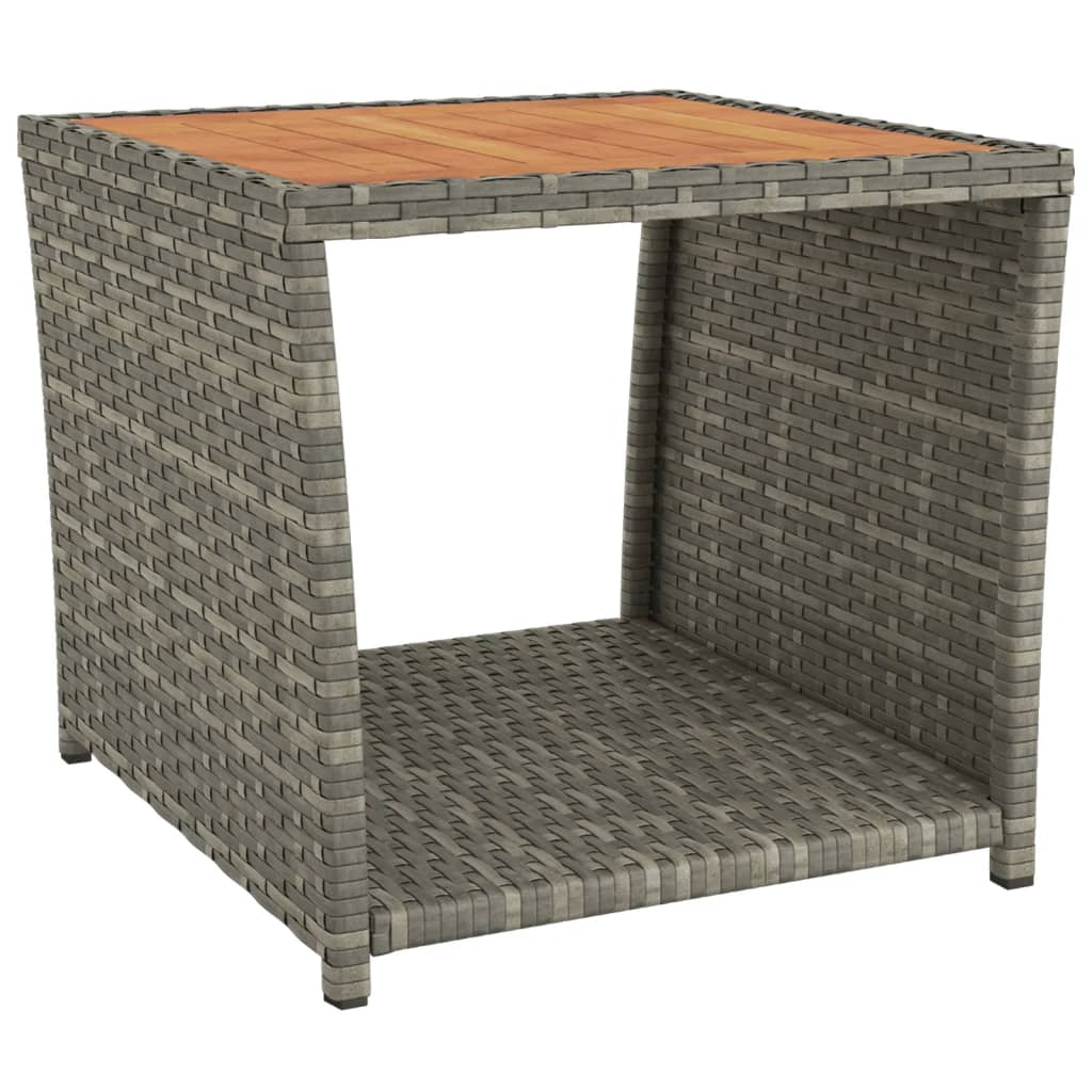 Salontafel 45x45x40 cm poly rattan en glas