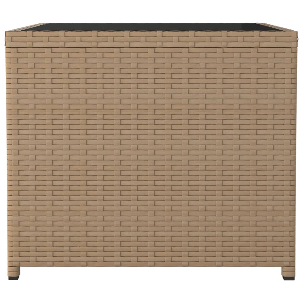 Salontafel 45x45x40 cm poly rattan en glas