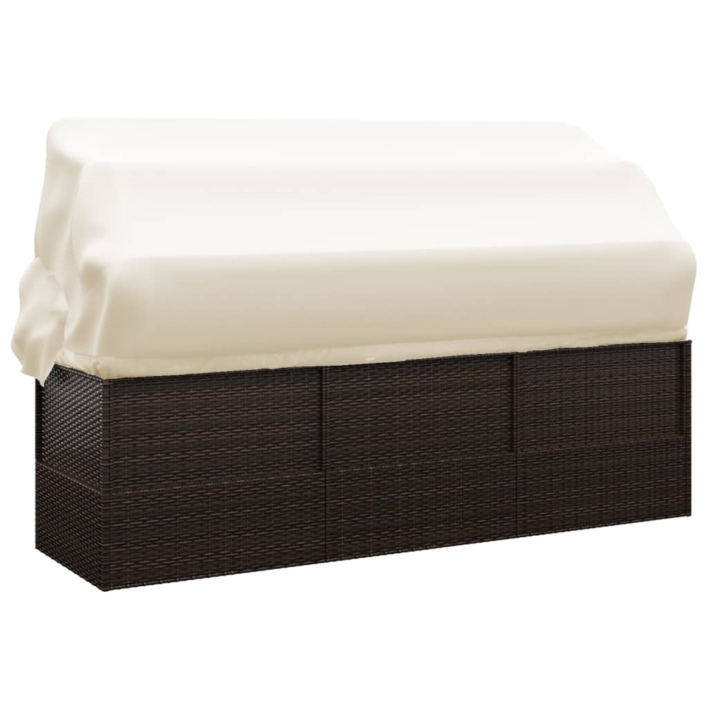 Loungebed met luifel kussens poly rattan