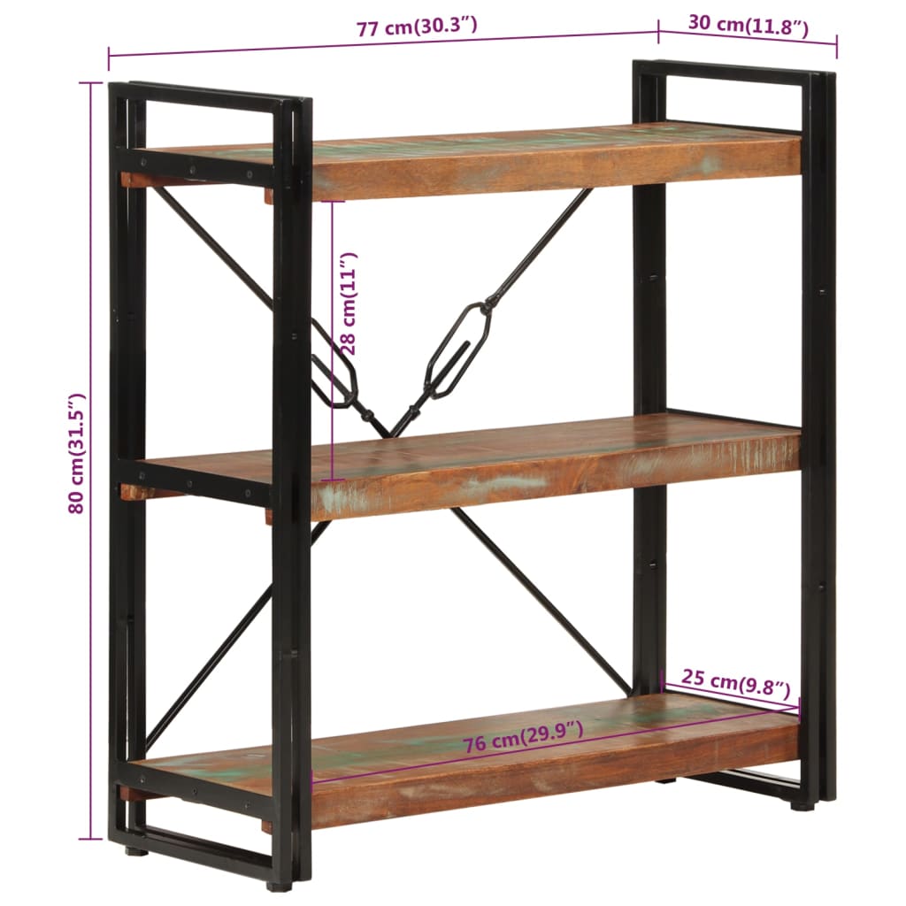 Boekenkast met 5 schappen 90x30x180 cm massief acaciahout