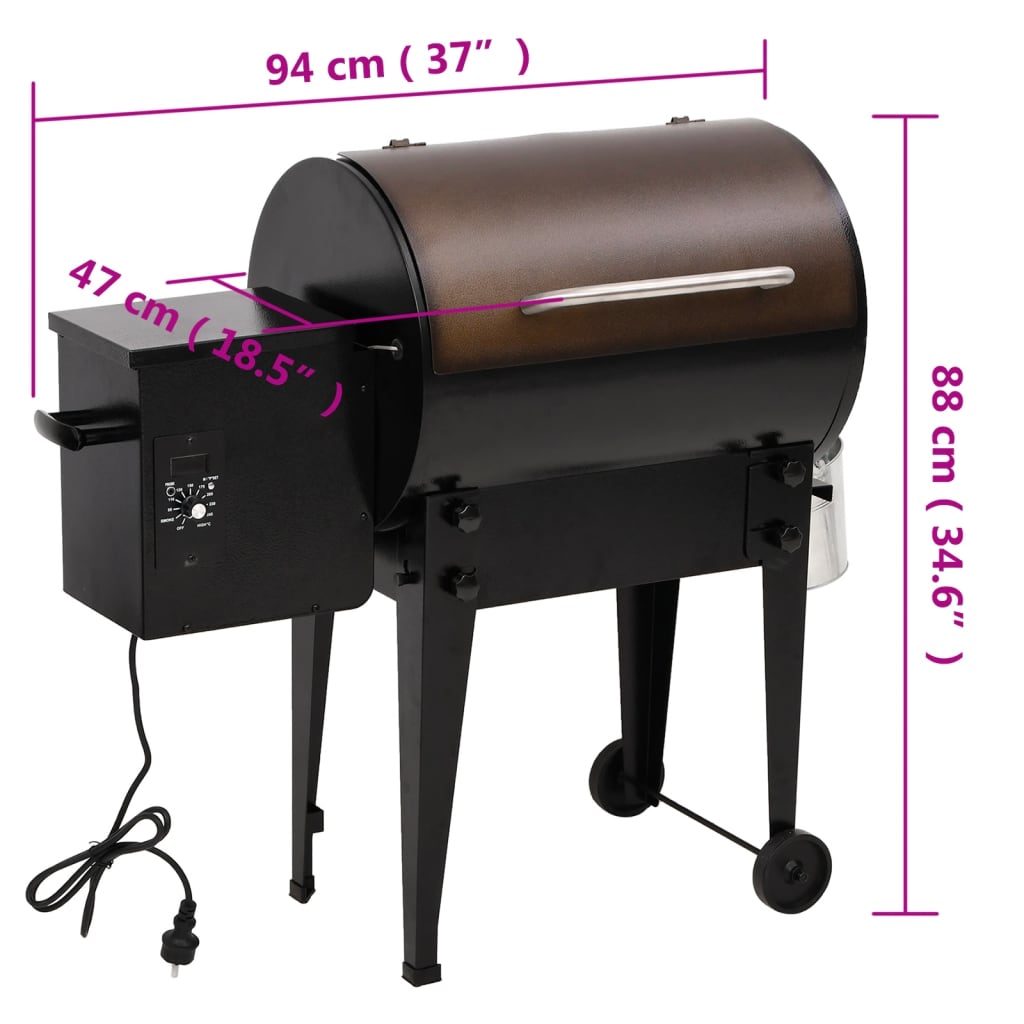 Barbecue à pellets 94 cm fer noir