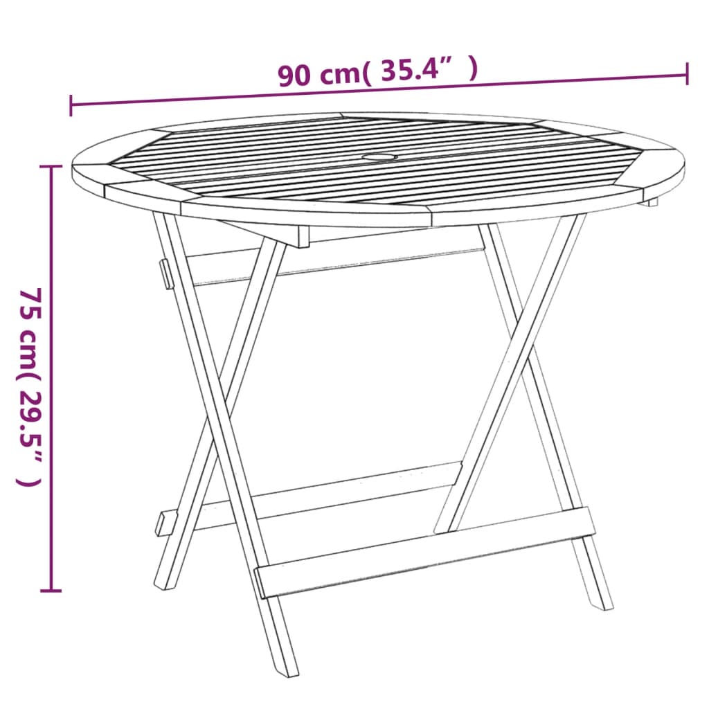 Tuintafel inklapbaar 110 cm massief acaciahout