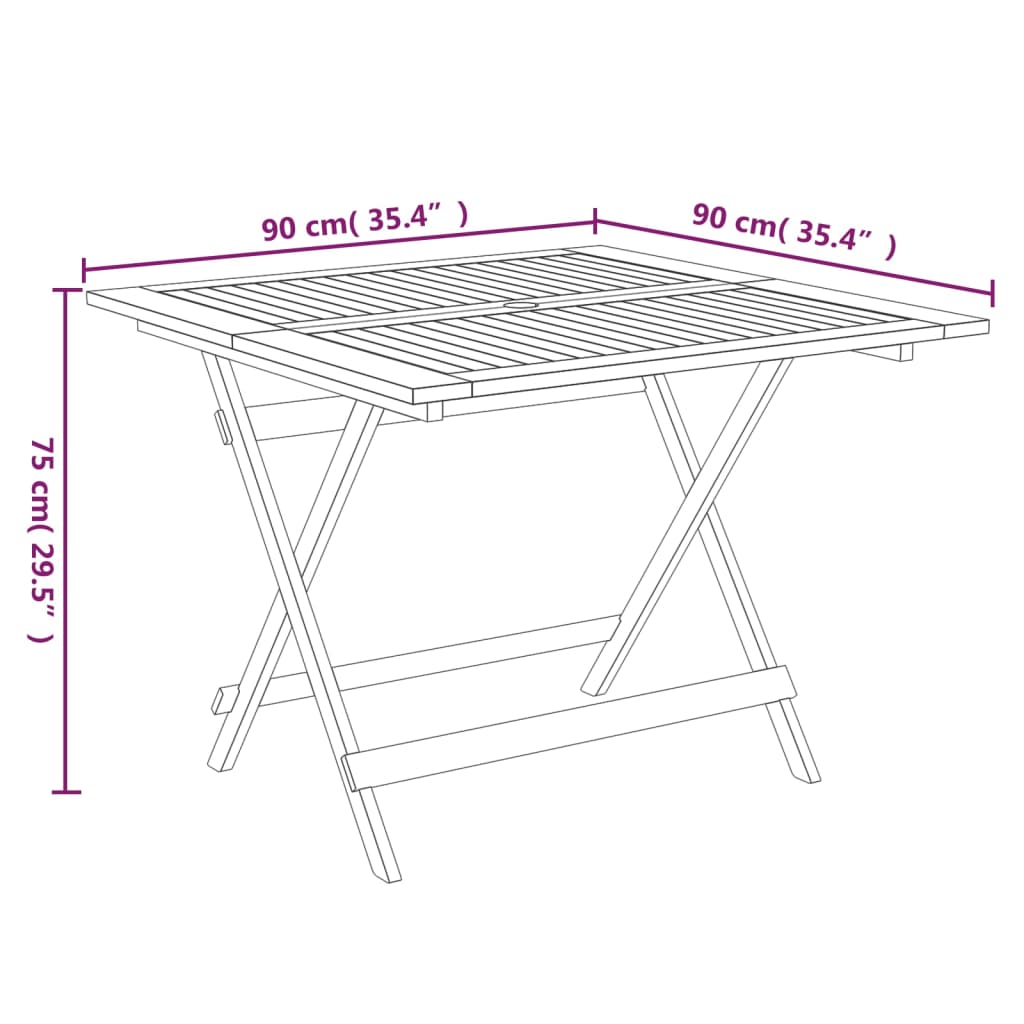 Tuintafel inklapbaar 110 cm massief acaciahout