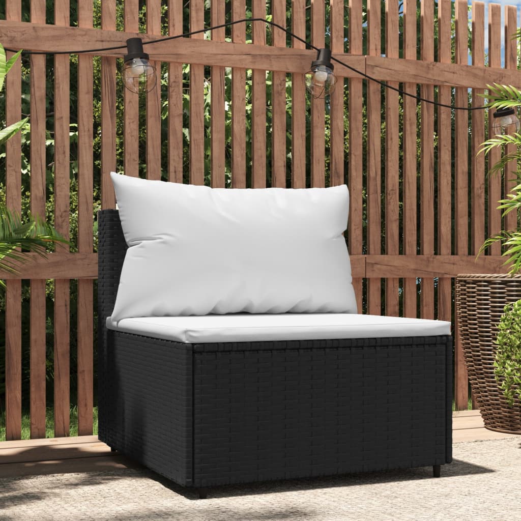 Tuinmiddenbanken met kussens 2 st poly rattan