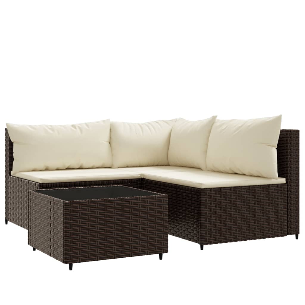 3-delige Loungeset met kussens poly rattan