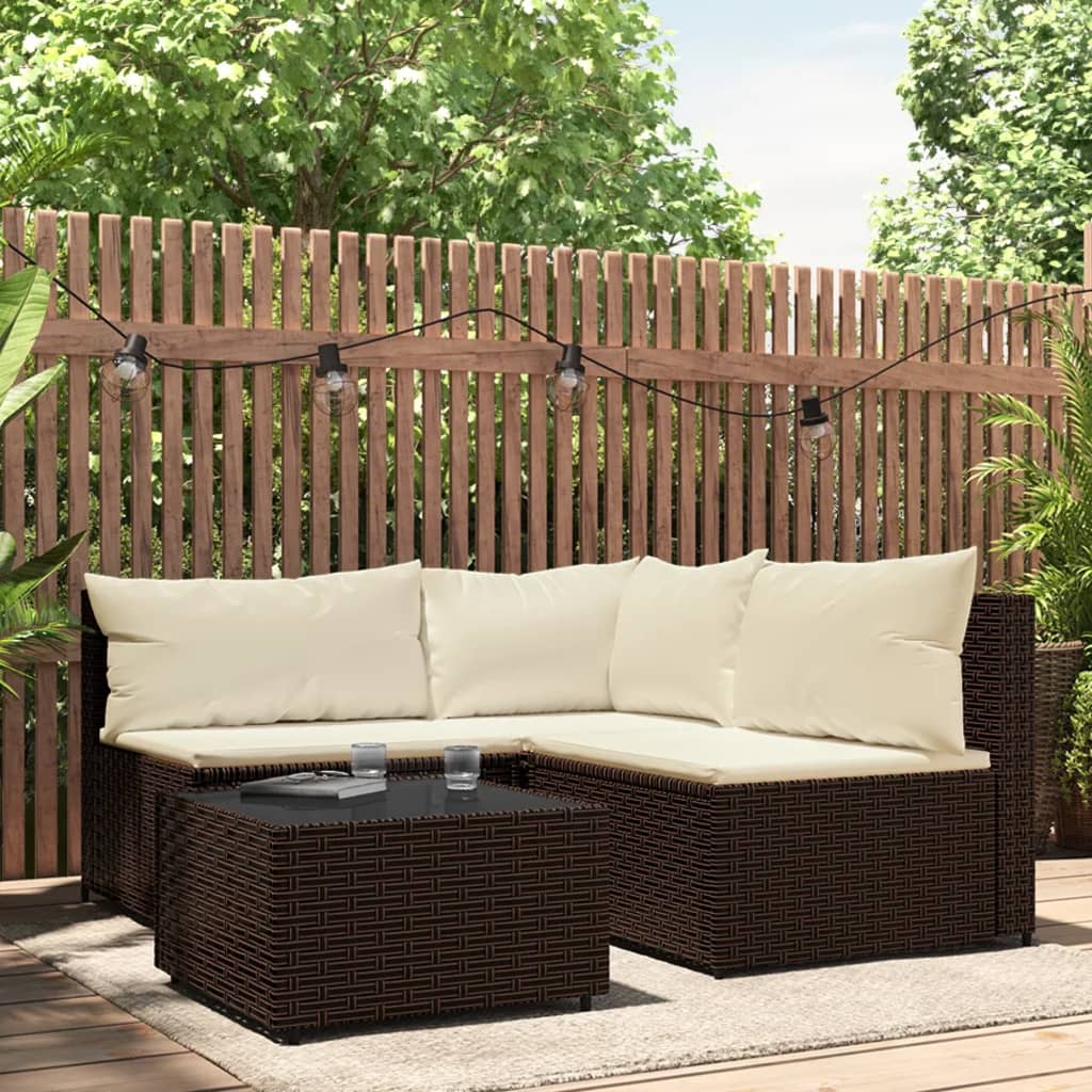 3-delige Loungeset met kussens poly rattan