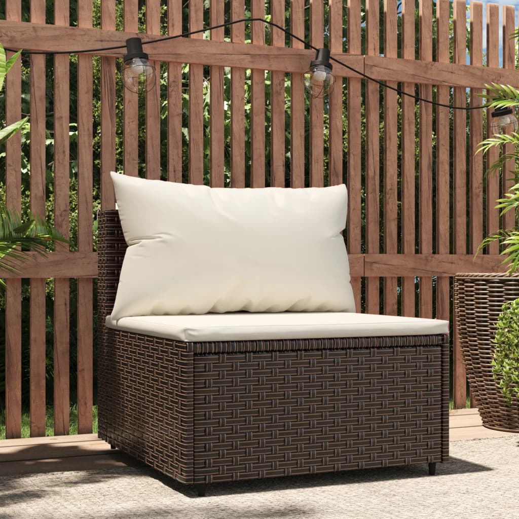 Tuinmiddenbanken met kussens 2 st poly rattan