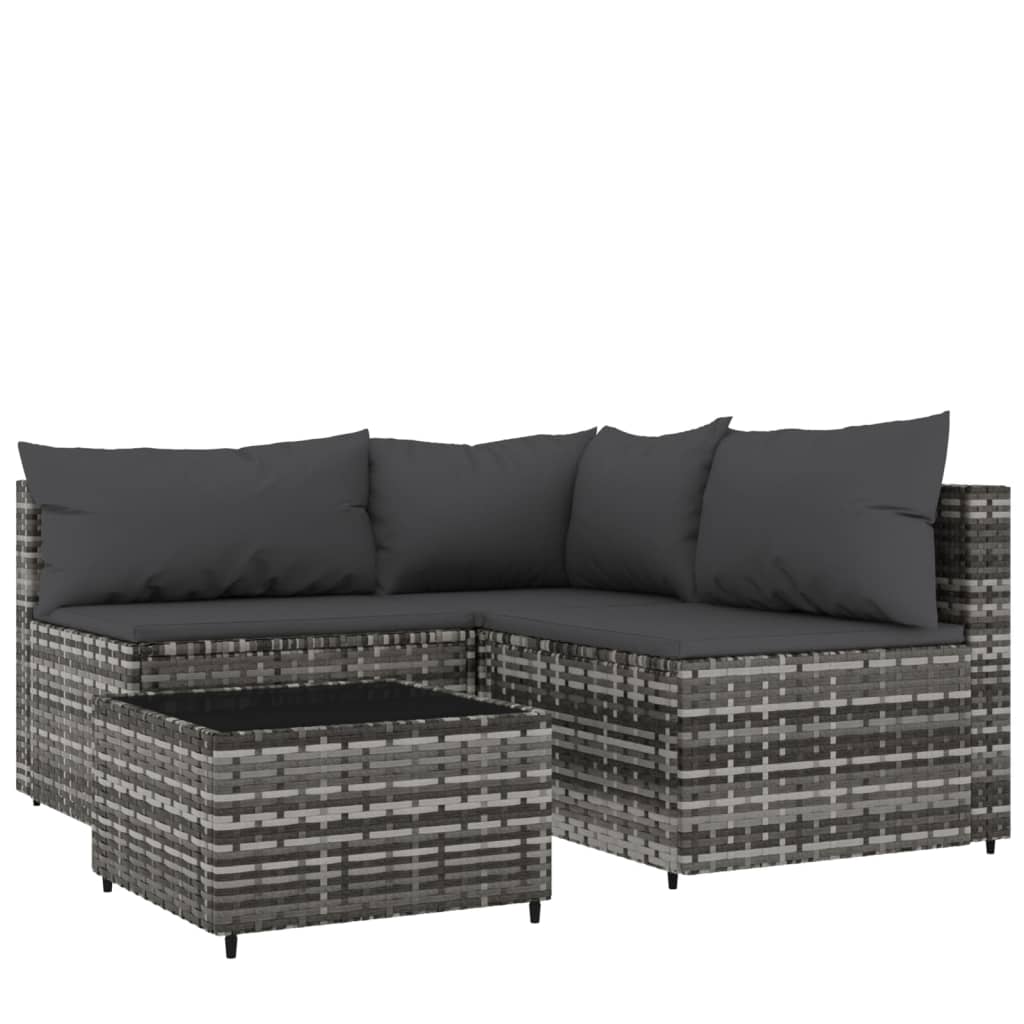 3-delige Loungeset met kussens poly rattan