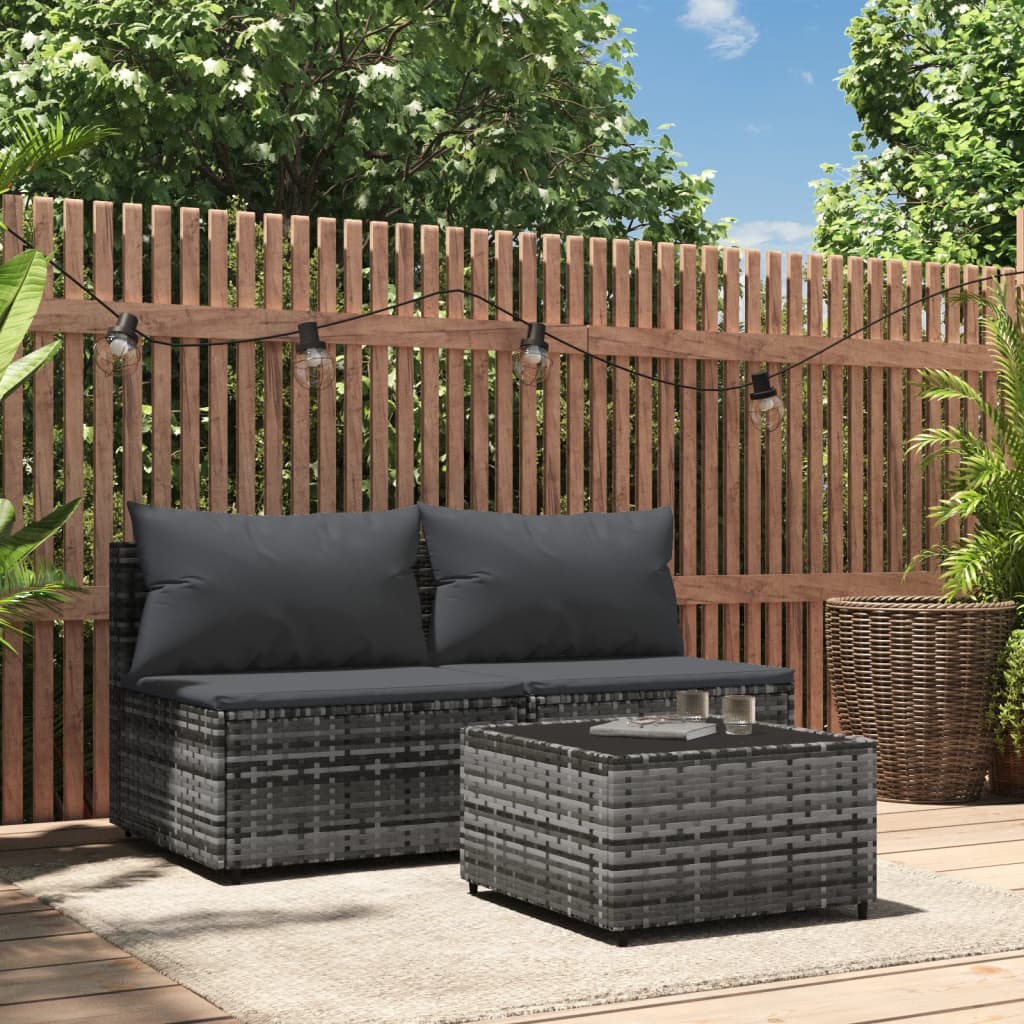 Bancs de jardinerie avec coussins 2 pcs poly rotin