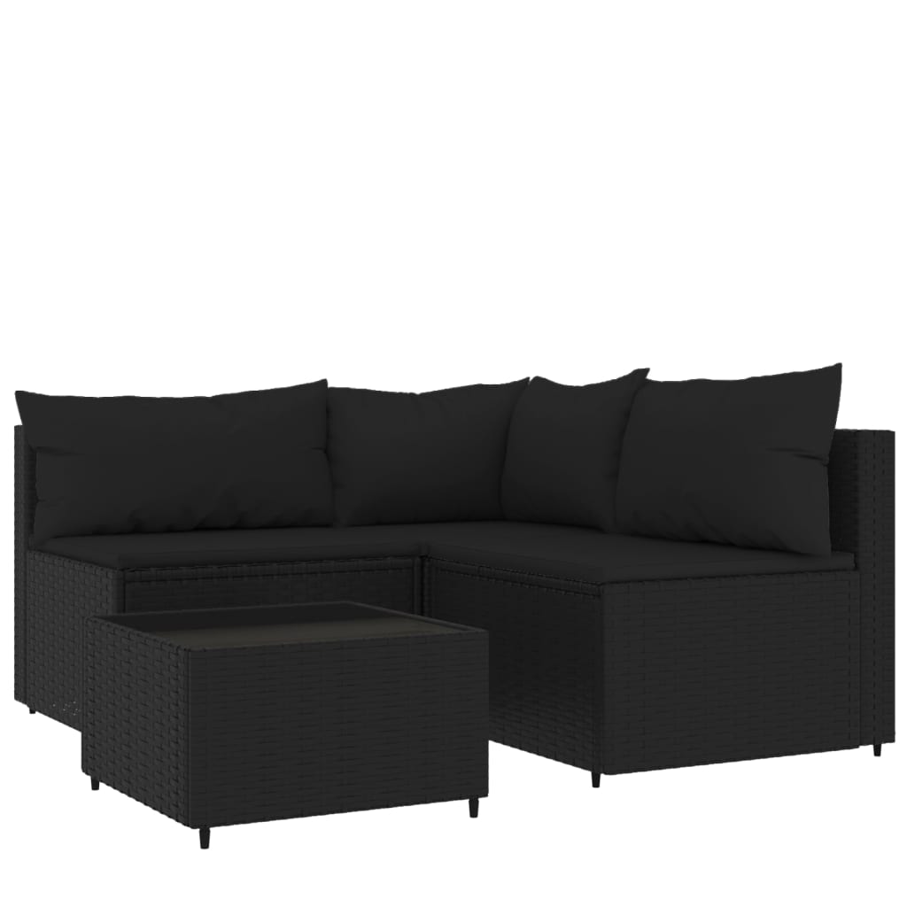 3-delige Loungeset met kussens poly rattan