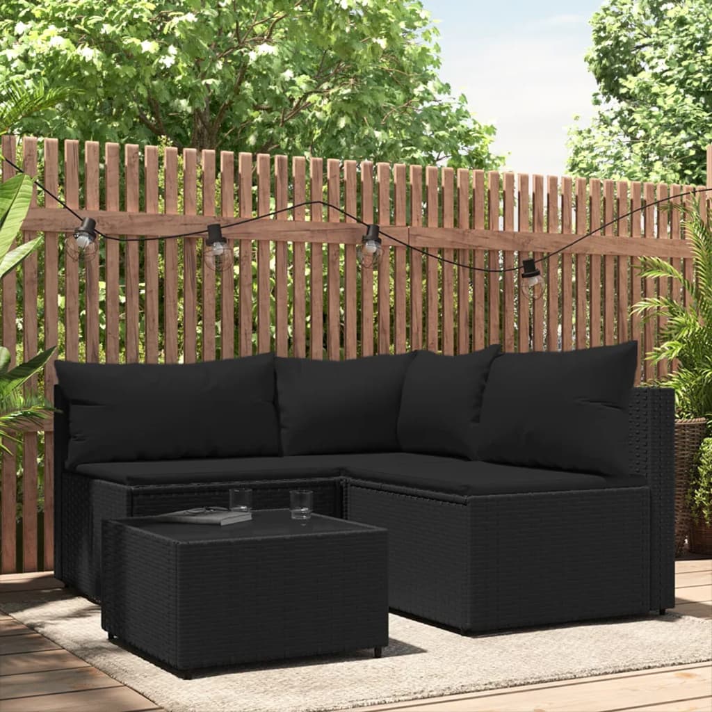 3-delige Loungeset met kussens poly rattan