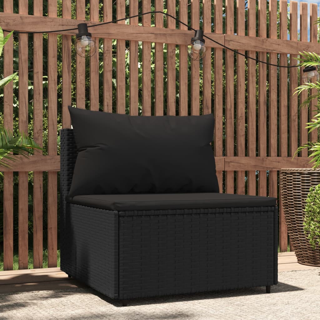 Tuinmiddenbanken met kussens 2 st poly rattan