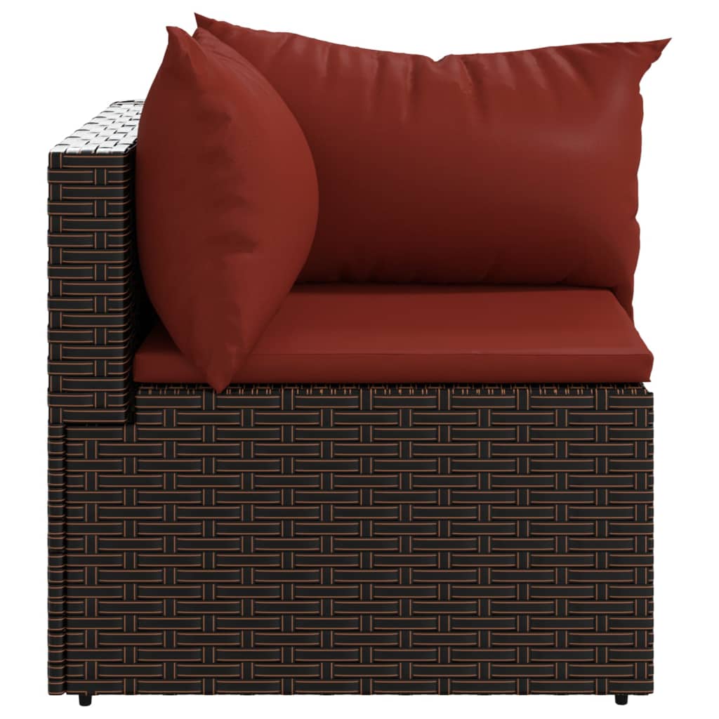 3-delige Loungeset met kussens poly rattan