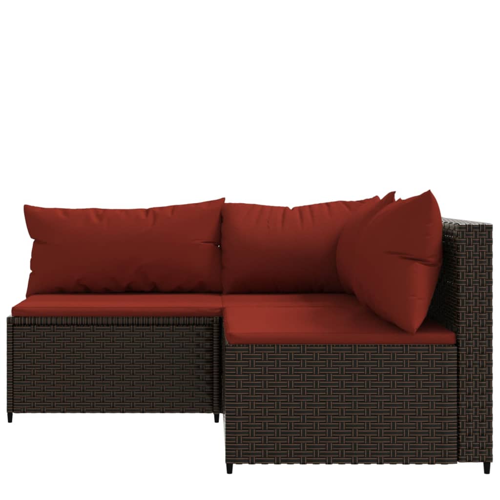 3-delige Loungeset met kussens poly rattan