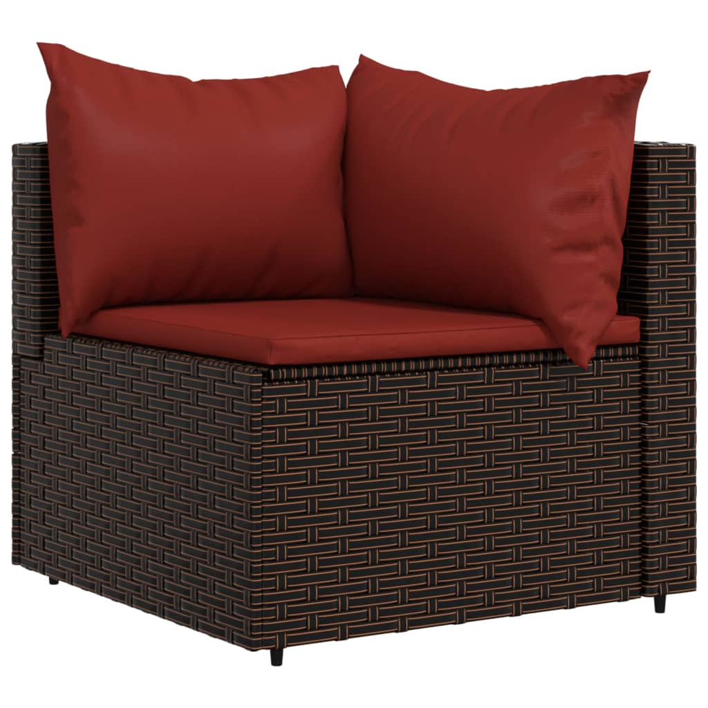 3-delige Loungeset met kussens poly rattan