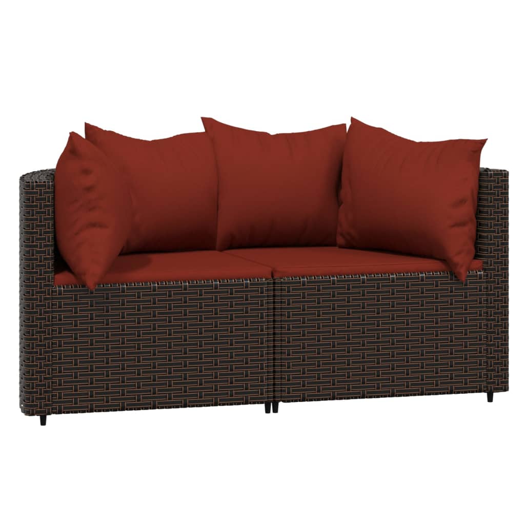 3-delige Loungeset met kussens poly rattan