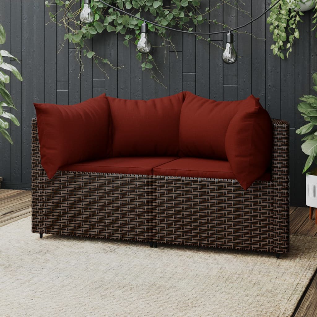 3-delige Loungeset met kussens poly rattan