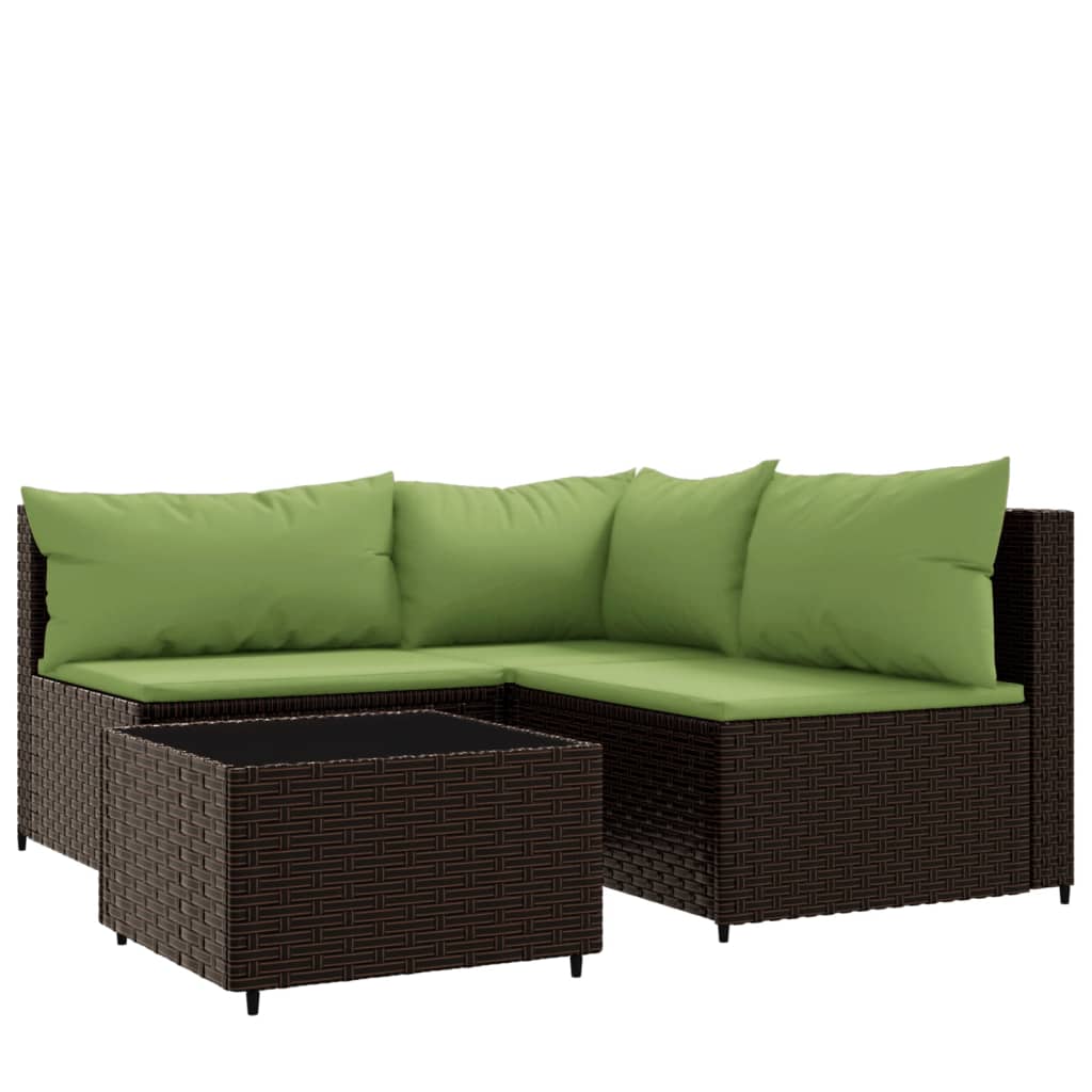 3-delige Loungeset met kussens poly rattan