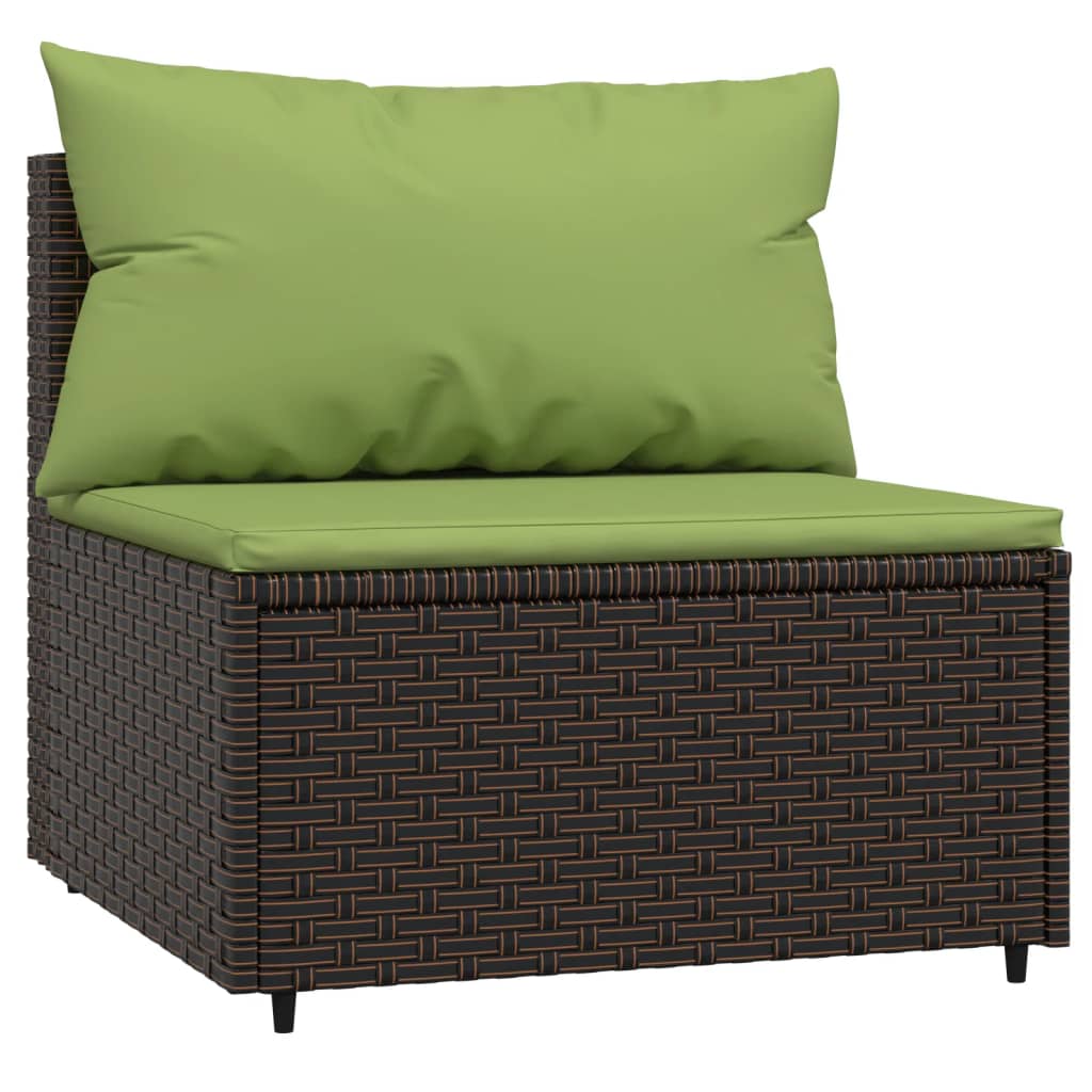 Tuinmiddenbanken met kussens 2 st poly rattan