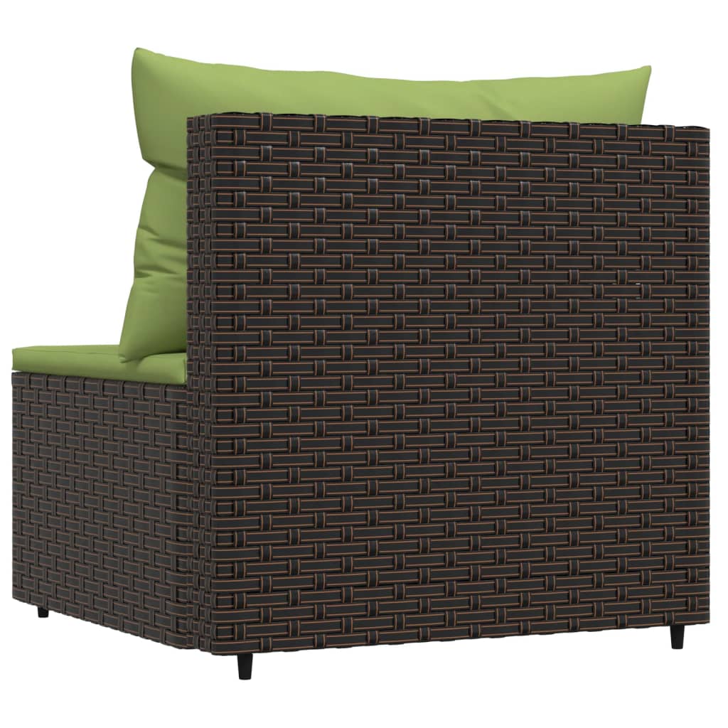 Tuinmiddenbanken met kussens 2 st poly rattan