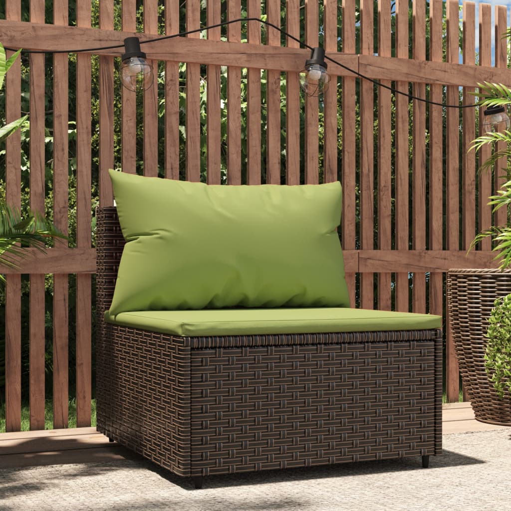 Tuinmiddenbanken met kussens 2 st poly rattan