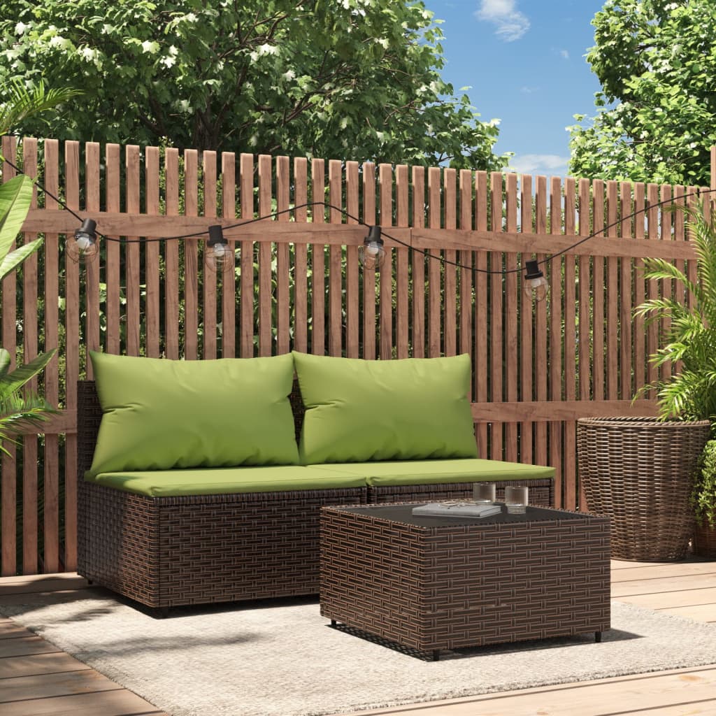 Bancs de jardinerie avec coussins 2 pcs poly rotin