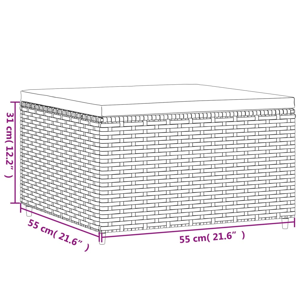 Voetensteun met kussen poly rattan