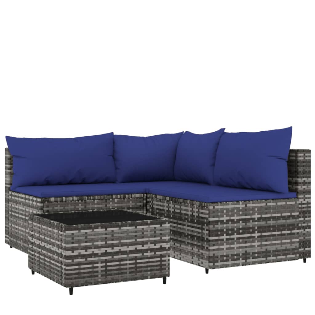 3-delige Loungeset met kussens poly rattan