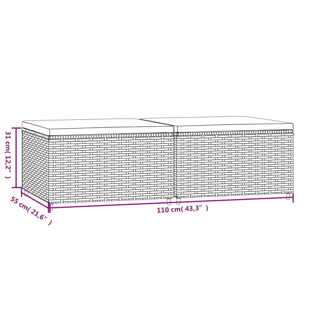 Voetensteun met kussen poly rattan