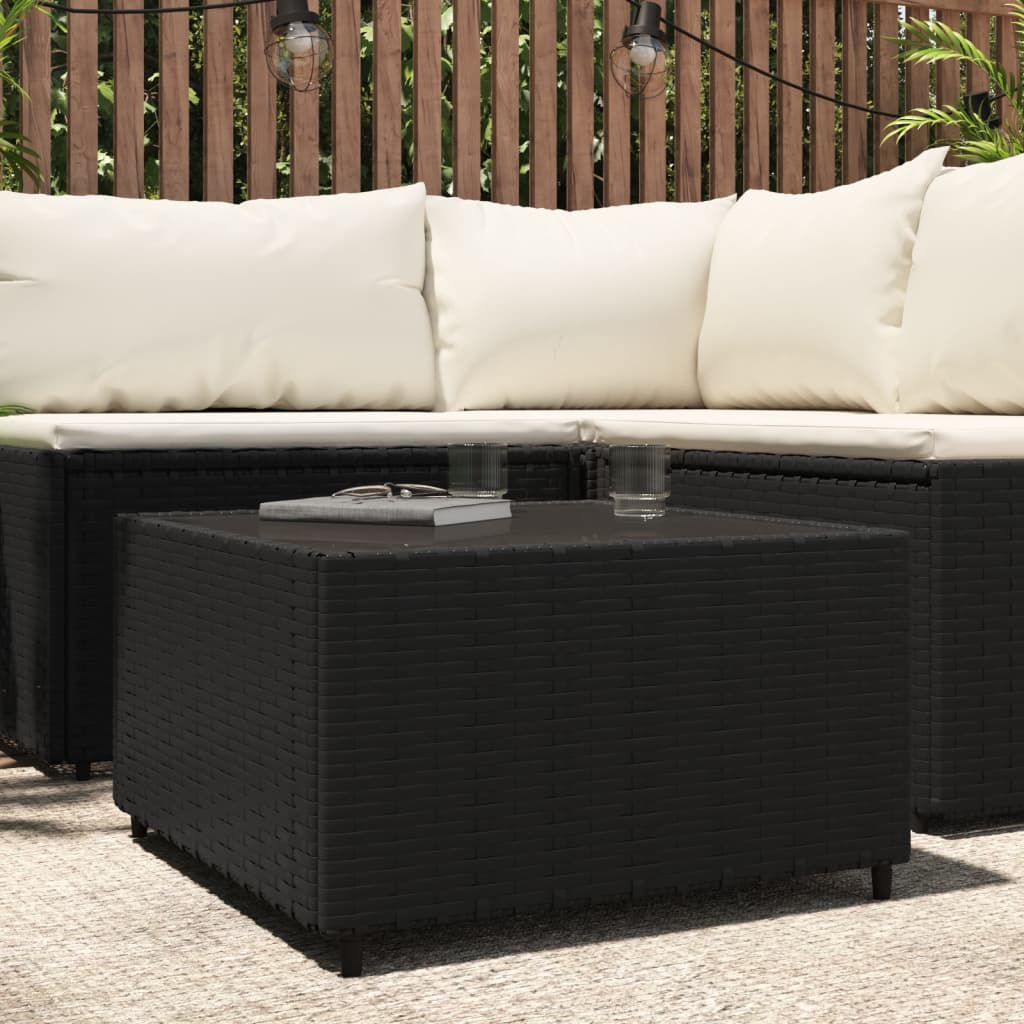 Table basse de jardin carrée 50x50x30 cm poly rotin