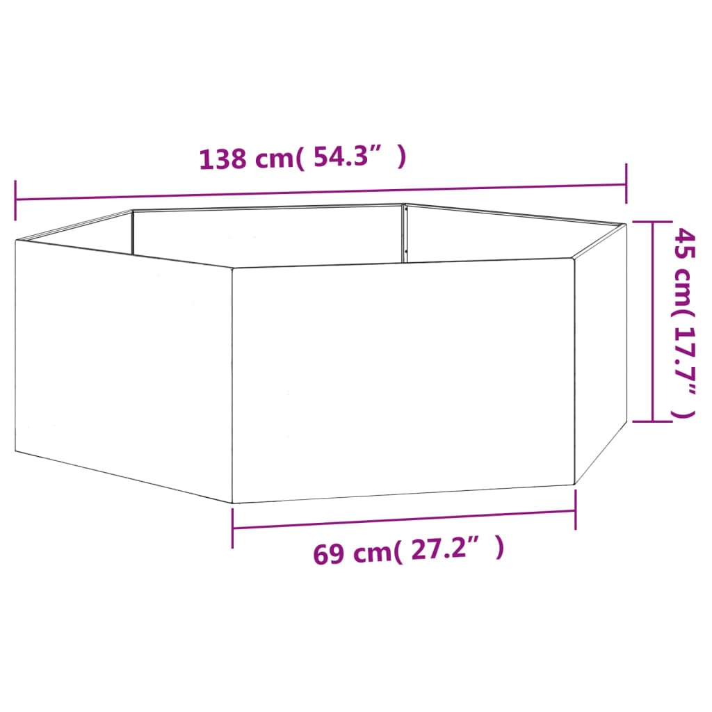 Plantenbak roestig 138x120x45 cm cortenstaal