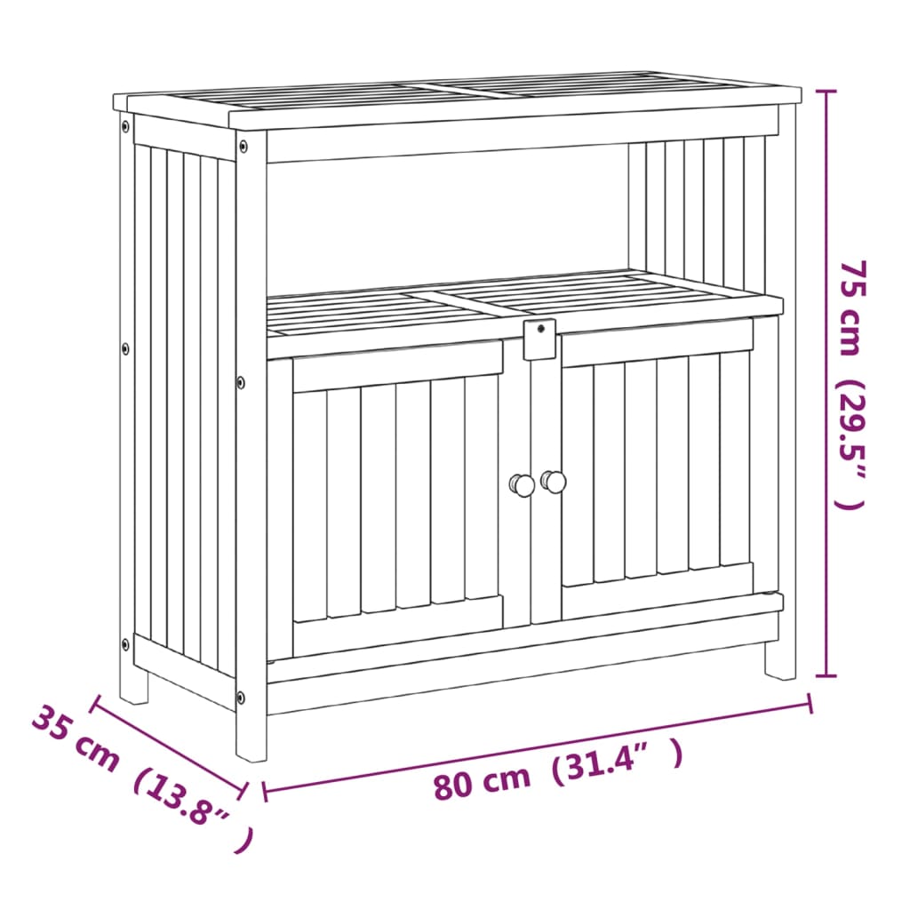 Tuinwandtafel 80x35x75 cm massief acaciahout