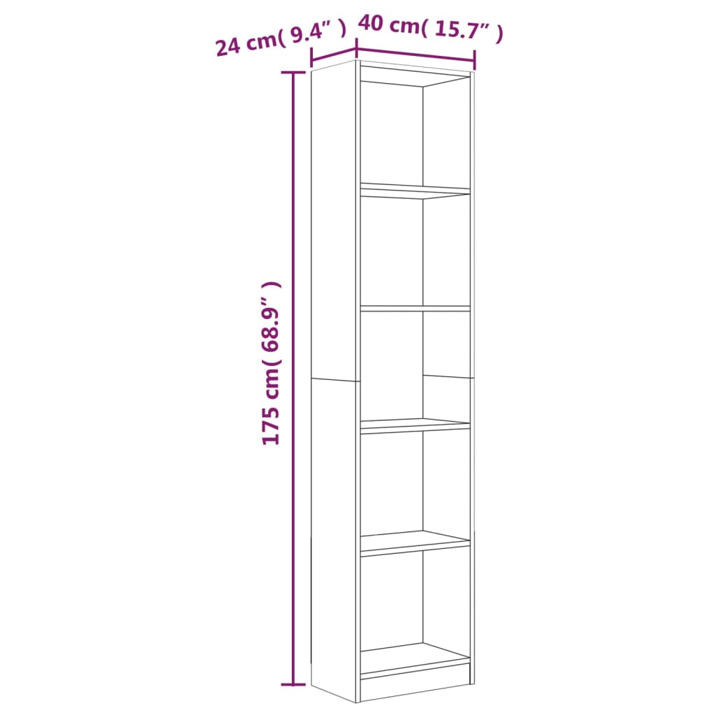 Boekenkast met 4 schappen 80x24x142 cm hout