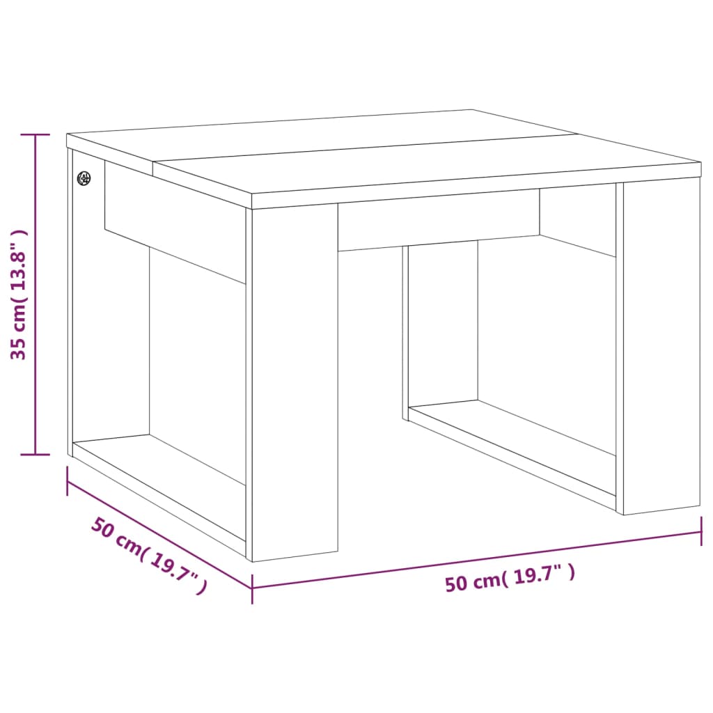 Table d'appoint 50x50x35 cm en dérivé du bois, couleur chêne