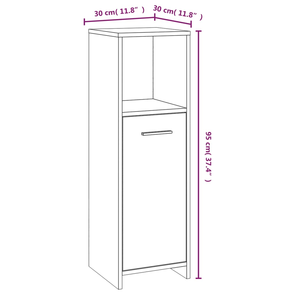 Badkamerkast 30x30x95 cm bewerkt hout bruin eikenkleur