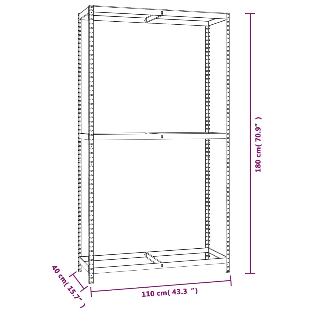 Bandenrekken 2-laags 4 st 110x40x180 cm staal zilverkleurig