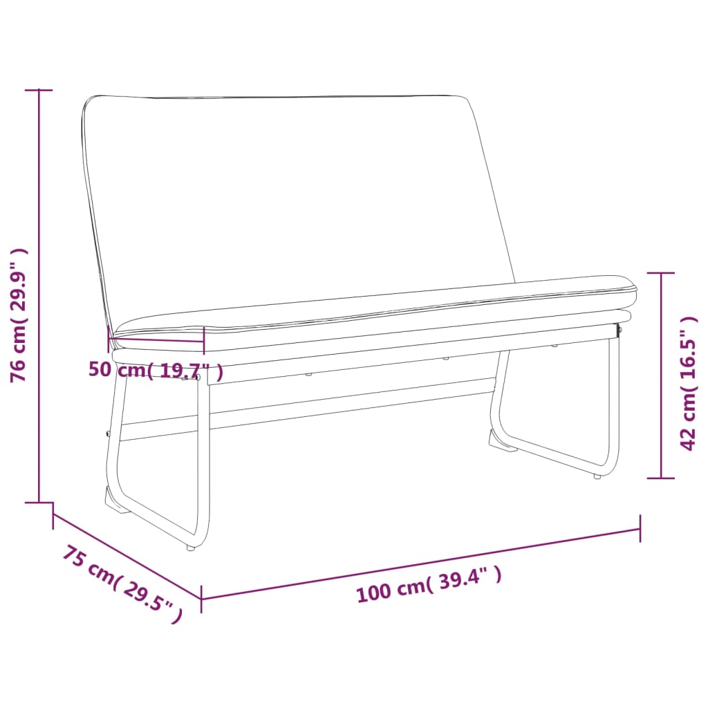 Bankje 100x75x76 cm stof