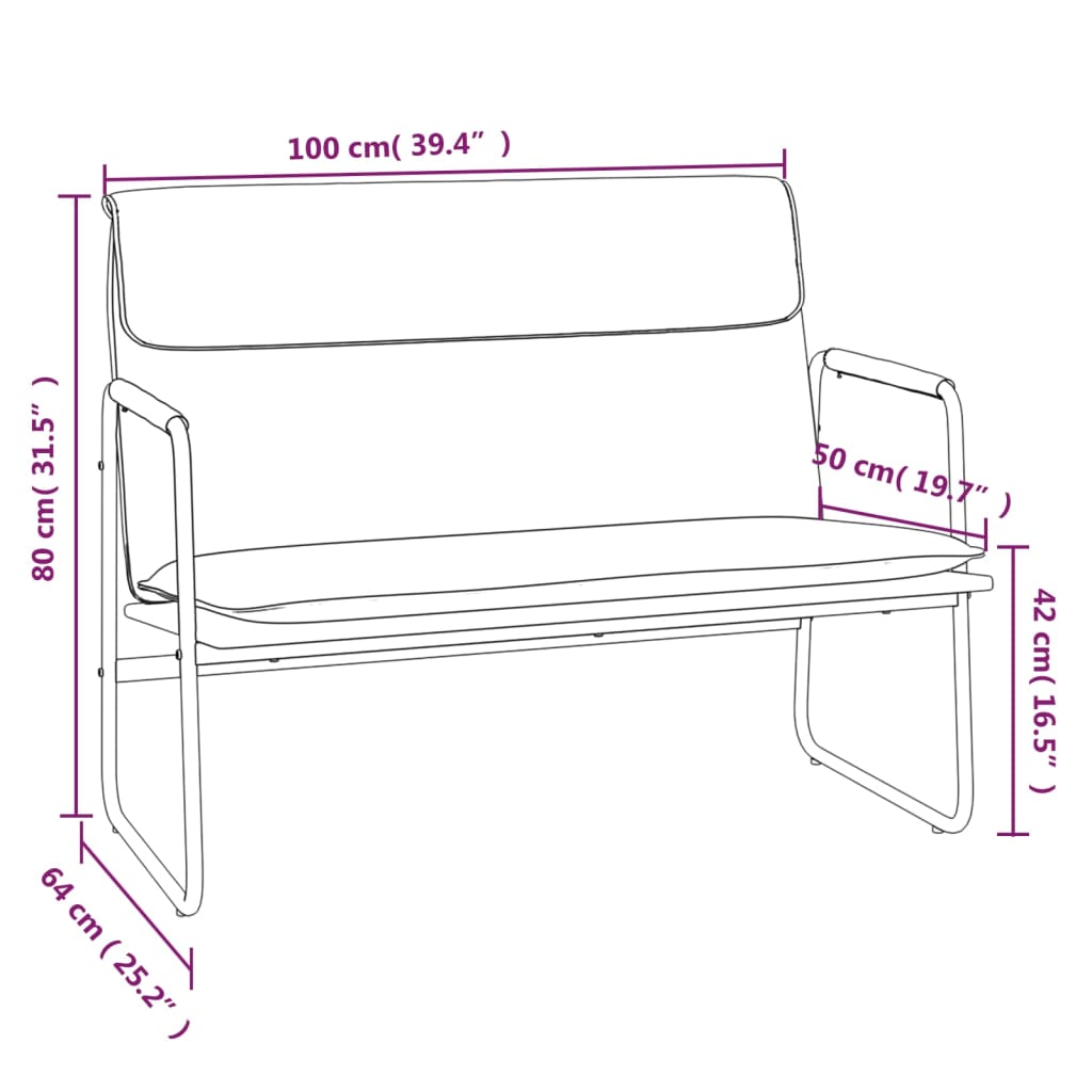 Bankje 100x64x80 cm stof crèmekleurig