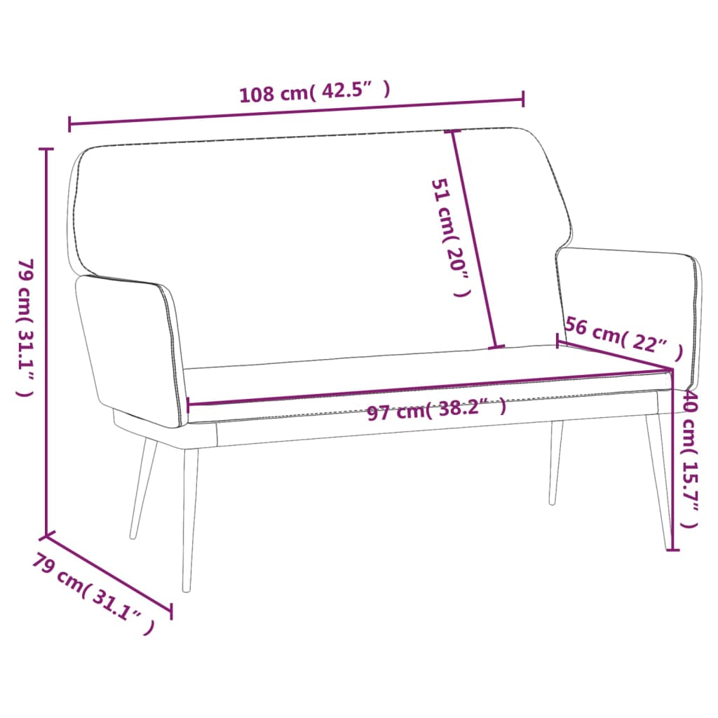 Banc 108x79x79 cm velours