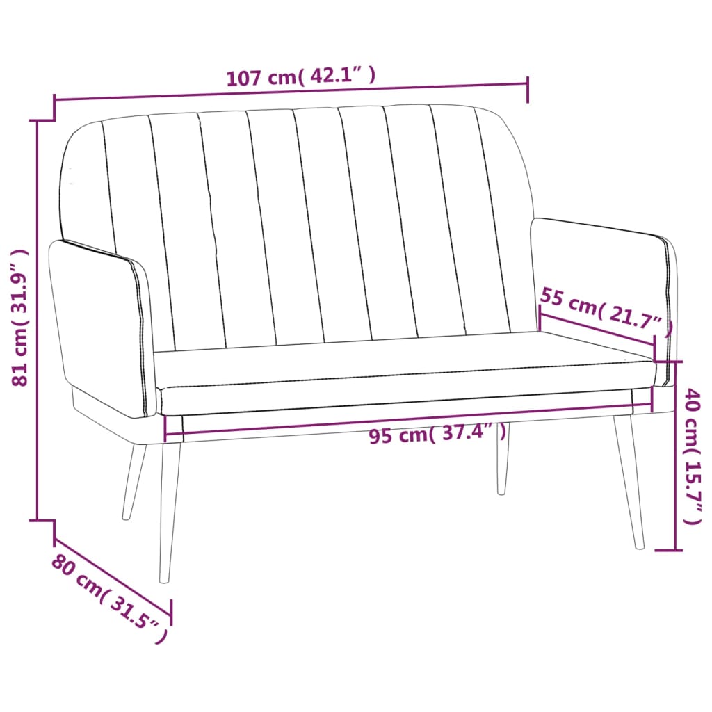 Bankje 107x80x81 cm kunstleer grijs