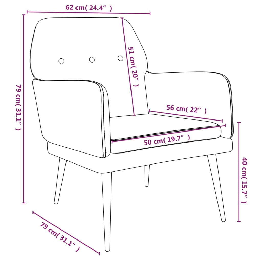 Fauteuil 62x79x79 cm velours