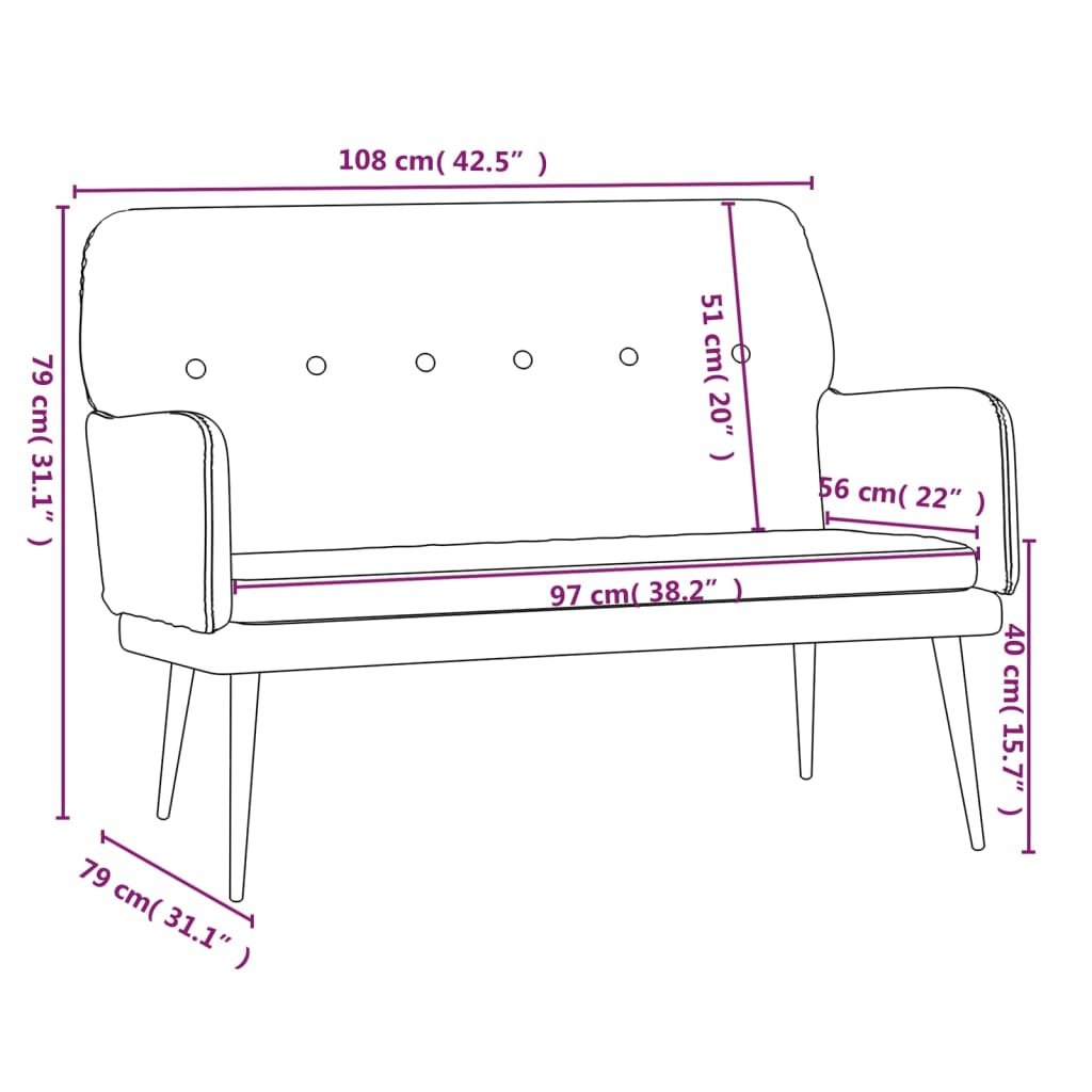 Banc 108x79x79 cm velours