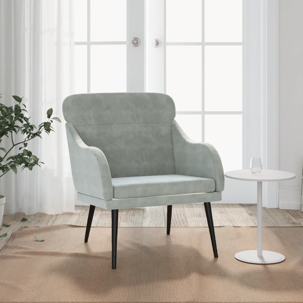 Fauteuil 63x76x80 cm fluweel lichtgrijs