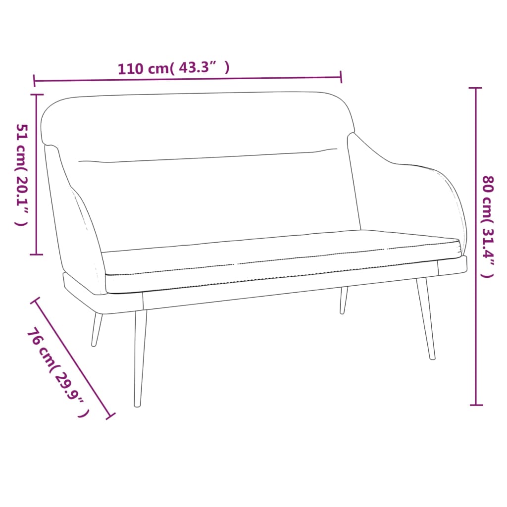 Banc 110x76x80 cm velours