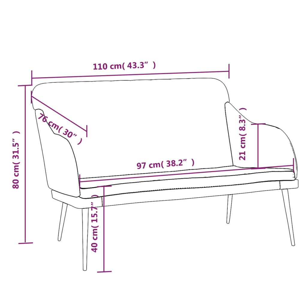 Bankje 110x76x80 cm fluweel