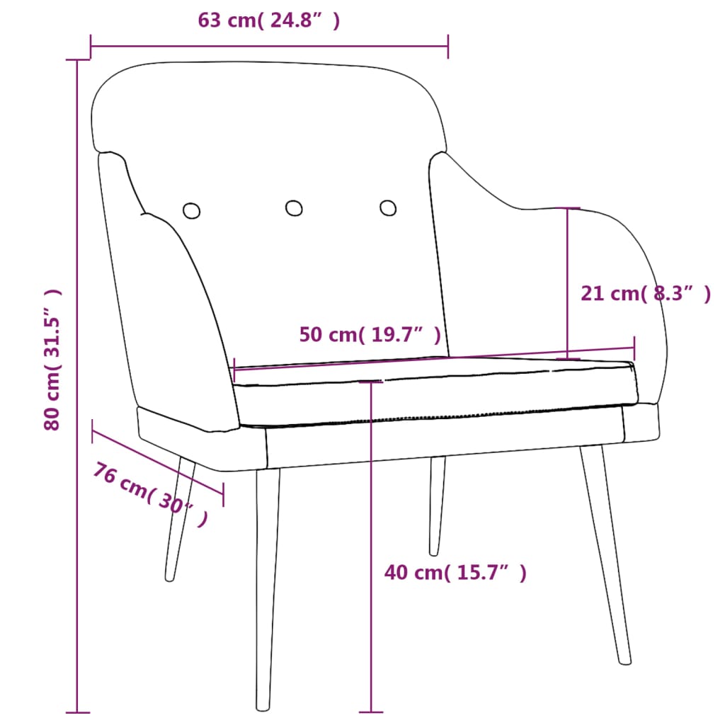 Fauteuil 63x76x80 cm tissu