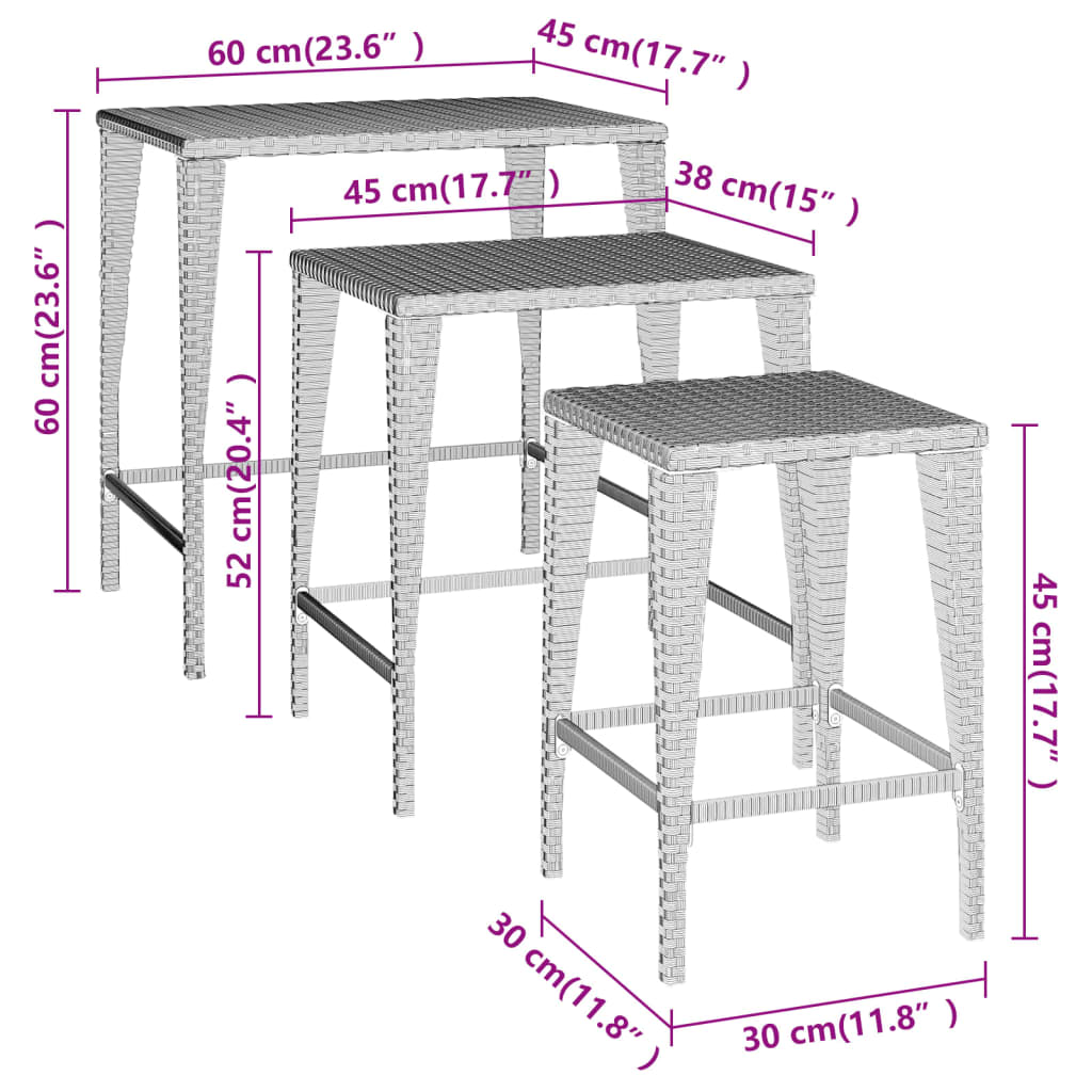 Set de table 3 pcs poly rotin