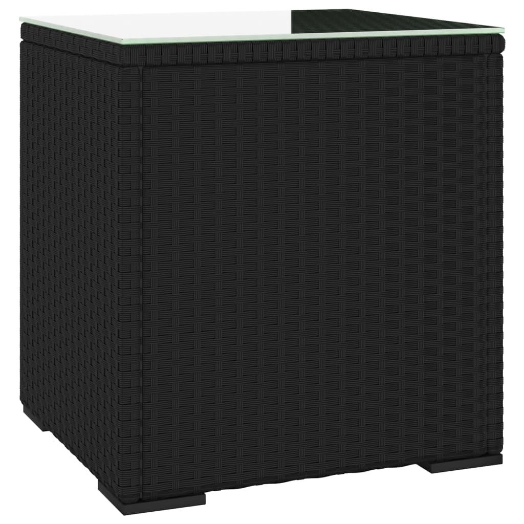 Bijzettafel 40x37x40,5 cm poly rattan en gehard glas