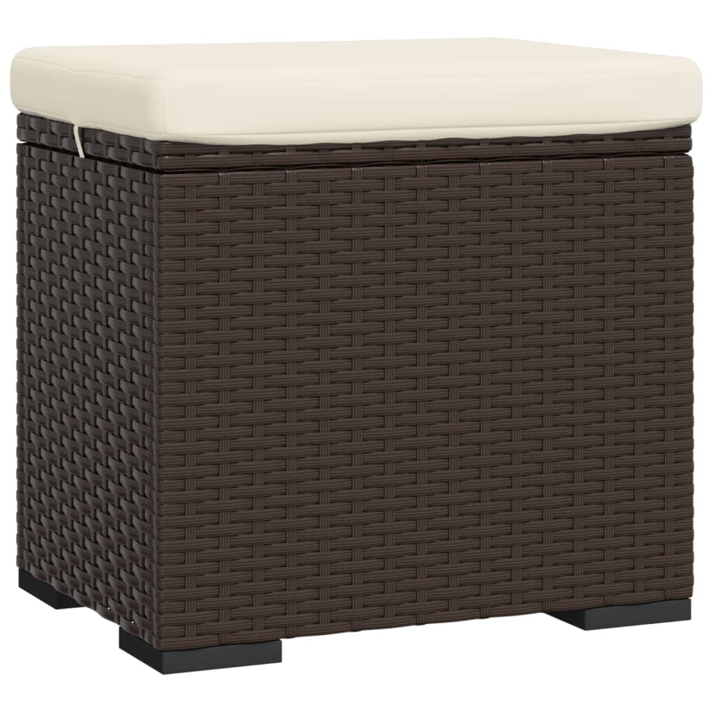 Hocker met kussen 40x30x40 cm poly rattan